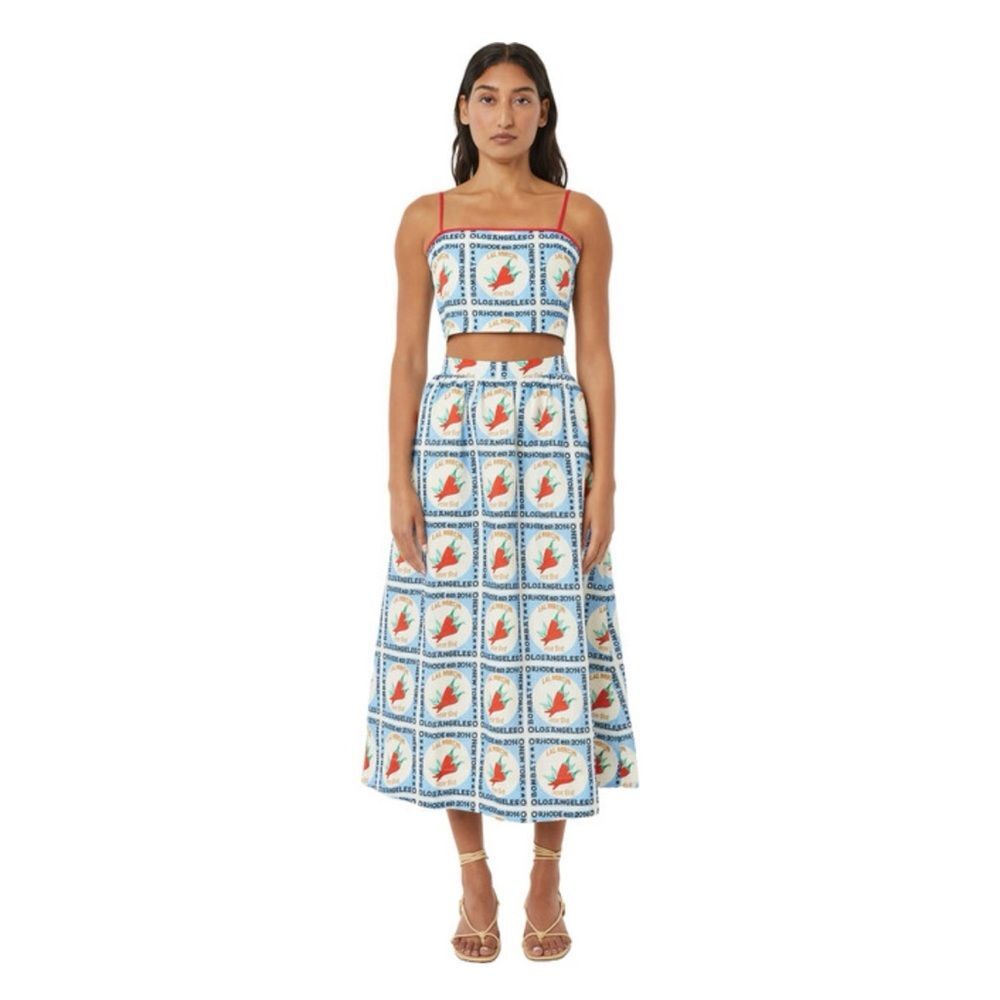 Rhode Aaron Midi Skirt in Lal Mirchi XS NWT